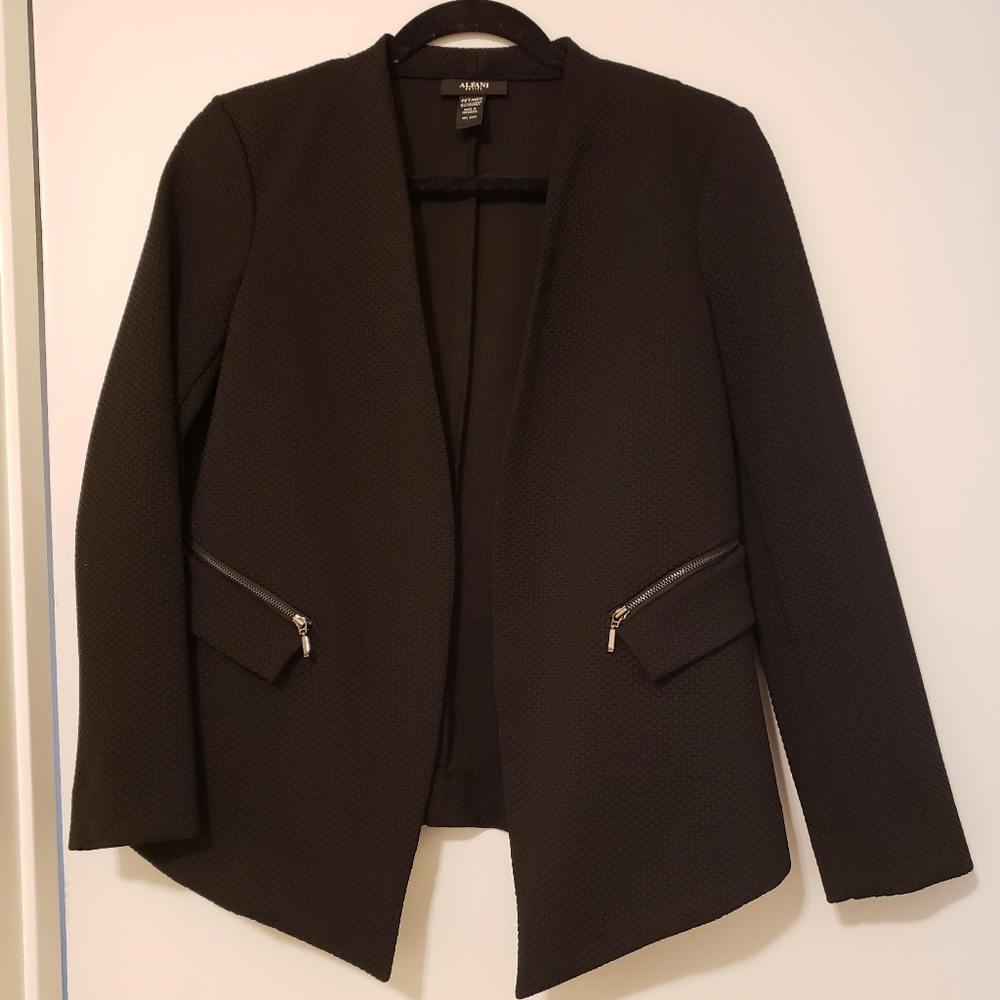 Alfani Black Blazer with Zipper Detail